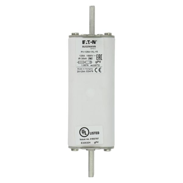 Fuse-link, high speed, 125 A, DC 1500 V, 1XL, 51 x 189 mm, gPV, IEC, UL, with indicator image 9