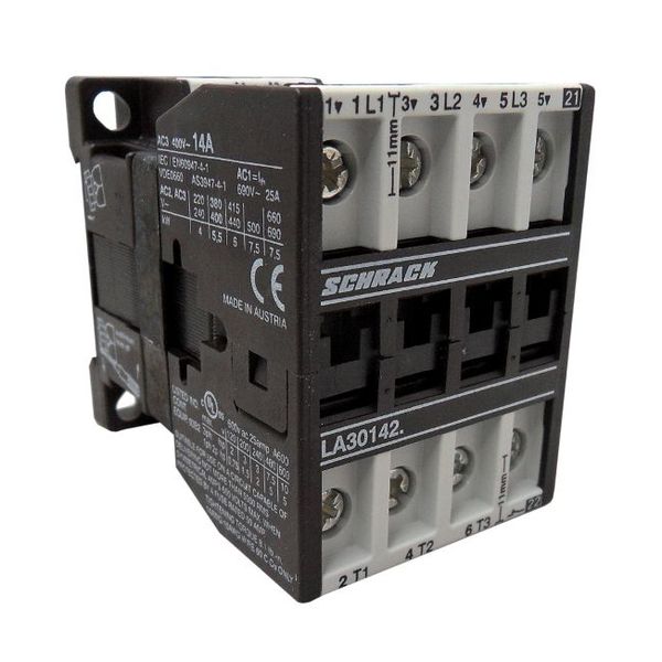 Contactor, 5.5kW, 14A AC3, 25A AC1, 3-pole, 1NC, 110VAC image 1