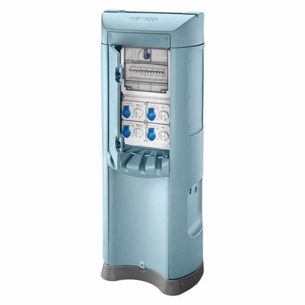 QMC200B - WIRED - DOUBLE SIDE TAKE-OFF - 6 SOCKET OUTLET 2P+T 16A - KNIFE SWITCH 4P 32A - 6 MCD 2P 10A 0,03A - IP44 - LIGHT BLUE image 2