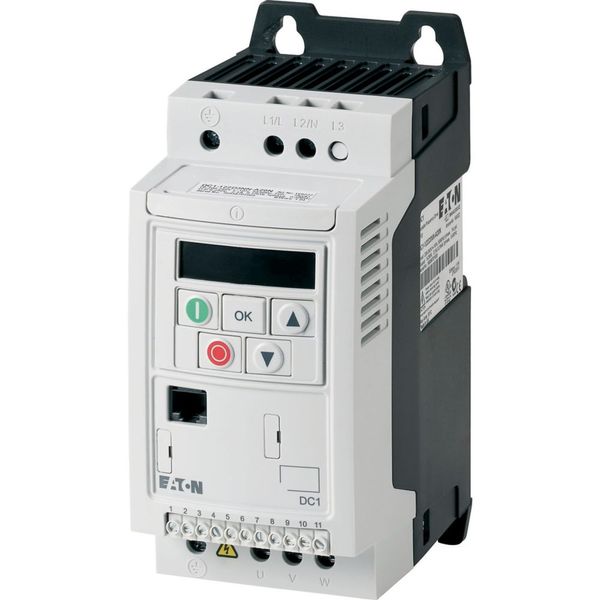 Variable frequency drive, 230 V AC, 1-phase, 4.3 A, 0.75 kW, IP20/NEMA 0, Radio interference suppression filter, FS1 image 1