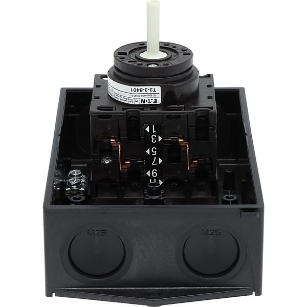 Reversing switches, T3, 32 A, surface mounting, 3 contact unit(s), Contacts: 5, 60 °, maintained, With 0 (Off) position, 1-0-2, Design number 8401 image 40