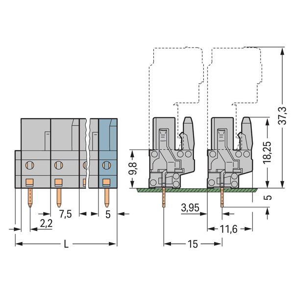 THT female header straight Pin spacing 7.5 mm gray image 2