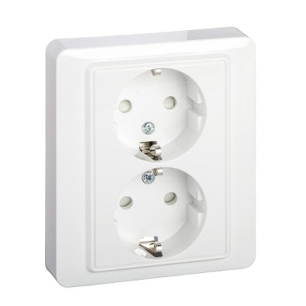 Exxact Basic double socket-outlet earthed screwless white image 2