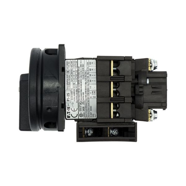 Main switch, P1, 25 A, flush mounting, 3 pole, 1 N/O, 1 N/C, STOP function, With black rotary handle and locking ring, Lockable in the 0 (Off) positio image 33