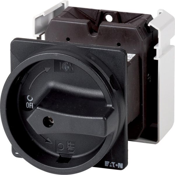 Main switch, T5B, 63 A, rear mounting, 4 contact unit(s), 6 pole, 1 N/O, 1 N/C, STOP function, With black rotary handle and locking ring image 3