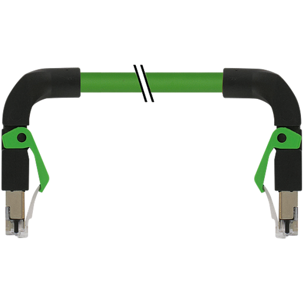 RJ45 90° down/RJ45 90° down PUR 1x4xAWG22 shielded gn+dragch 0.2m image 1