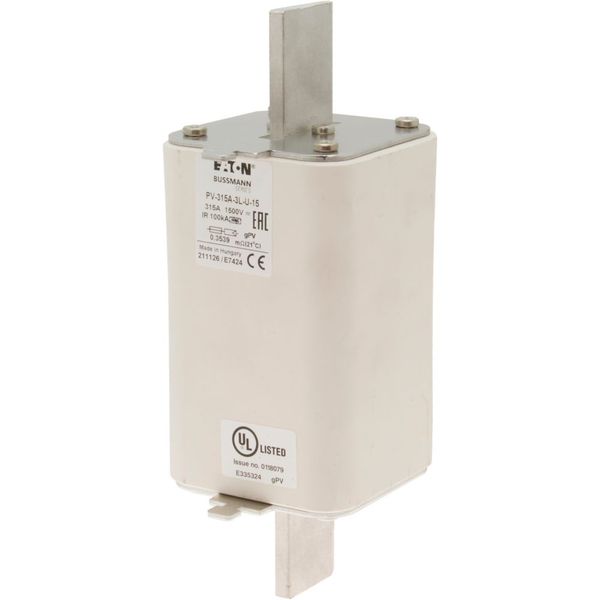 Fuse-link, high speed, 315 A, DC 1500 V, 3L, 75 x 205 mm, gPV, IEC, UL, without indicator image 6