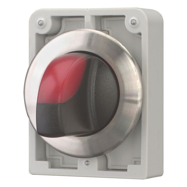 Illuminated selector switch actuator, RMQ-Titan, with thumb-grip, momentary, 2 positions, red, Front ring stainless steel image 5