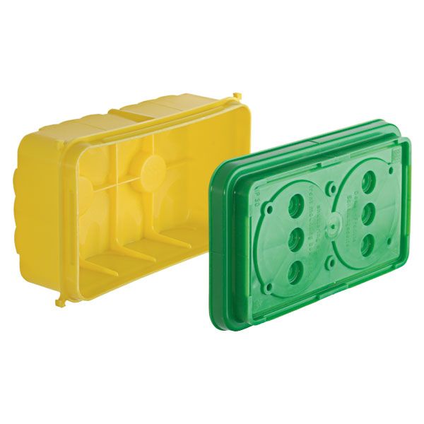 Concrete construction two-gang box for British accessories, 2-gang image 1