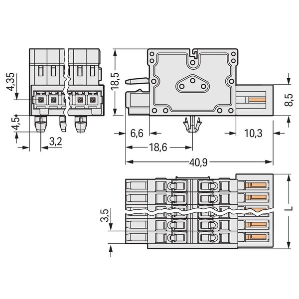 2-conductor combi strip 100% protected against mismating Snap-in mount image 1