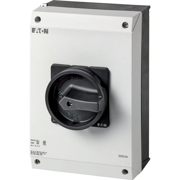 Main switch, P3, 63 A, surface mounting, 3 pole, STOP function, With black rotary handle and locking ring, UL/CSA image 3