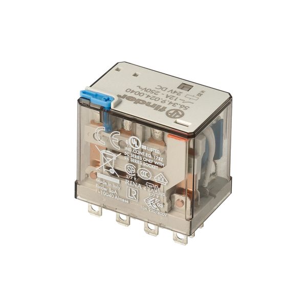 Miniature power Rel. 4CO 12A/24VDC/AgSnO2 Test button/Mech.ind. (56.34.9.024.4040) image 4