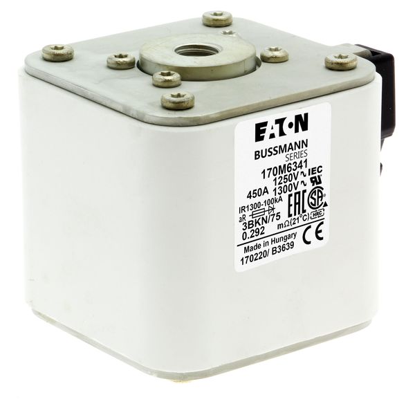 Fuse-link, high speed, 450 A, AC 1250 V, size 3, 76 x 92 x 76 mm, aR, IEC, UL, single indicator image 11