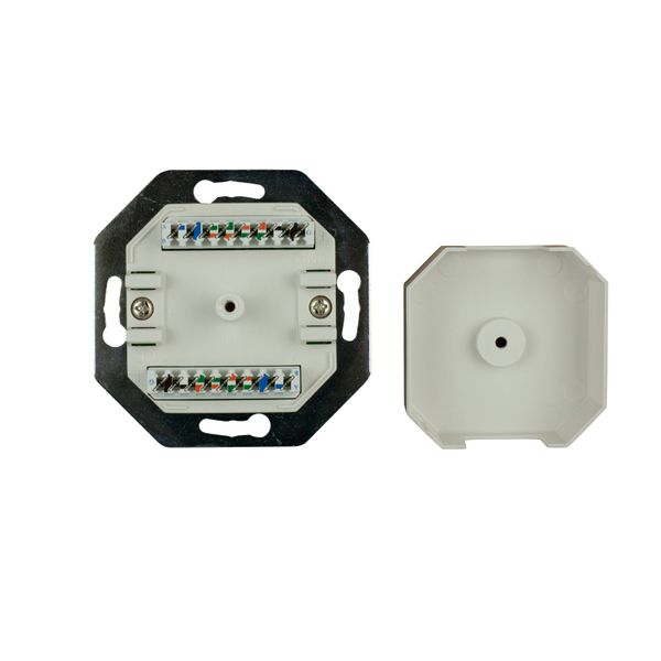 Data Outlet 2xRJ45 unshielded Cat.5e, 80x80mm,angled,RAL9010 image 2