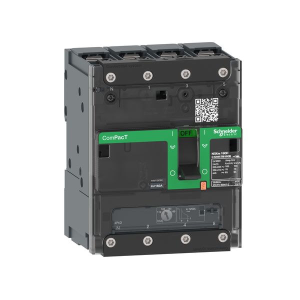 Circuit breaker, ComPacT NSXm 160E, 16kA/415VAC, 4 poles 3D (neutral not protected), TMD trip unit 125A, lugs/busbars image 3