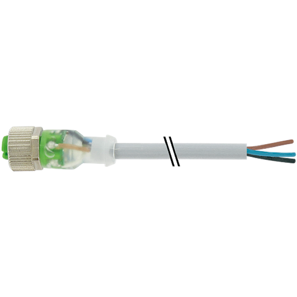 M12 female 0° A-cod. with cable LED PVC 3x0.34 gy UL/CSA 15m image 1