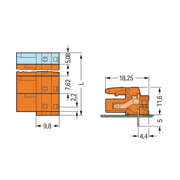 THT female header angled Pin spacing 7.62 mm orange image 2