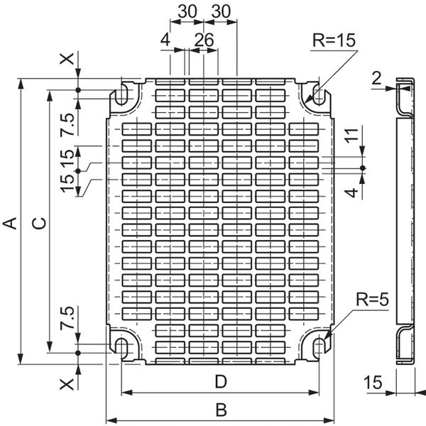 Monobloc perforated plates H500xW500mm with universal perforations 11x26mm image 1