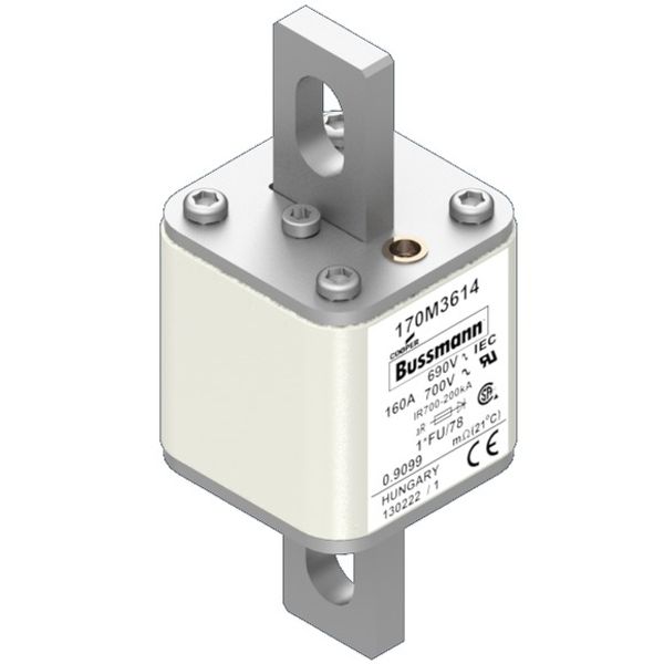 Fuse-link, high speed, 160 A, AC 690 V, compact size 1, 45 x 45 x 110 mm, aR, IEC, UL image 2