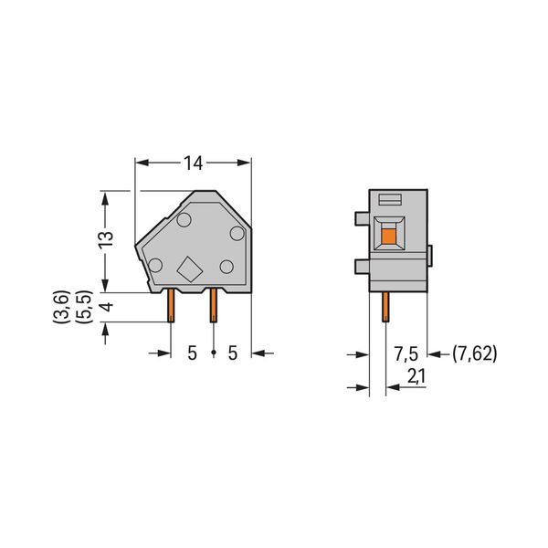 Stackable PCB terminal block 2.5 mm² Pin spacing 7.5/7.62 mm light gra image 2