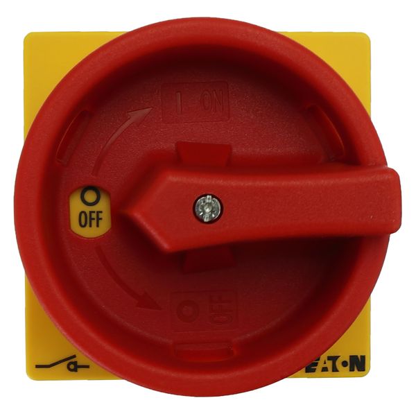 Main switch, P1, 40 A, rear mounting, 3 pole, Emergency switching off function, With red rotary handle and yellow locking ring, Lockable in the 0 (Off image 8