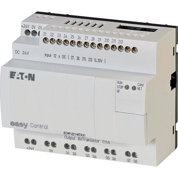 Compact PLC, 24 V DC, 12DI(of 4AI), 8DO(T), CAN image 3
