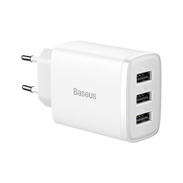 Wall Charger 17W 3xUSB 3.4A, White image 2