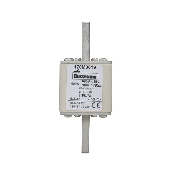 Fuse-link, high speed, 400 A, AC 690 V, compact size 1, 45 x 45 x 110 mm, aR, IEC, UL image 6