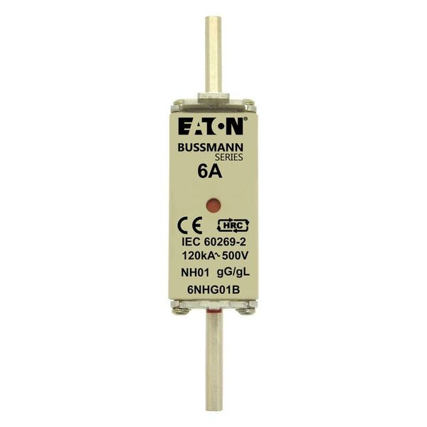 Fuse-link, LV, 6 A, AC 500 V, NH01, gL/gG, IEC, dual indicator, live gripping lugs image 12