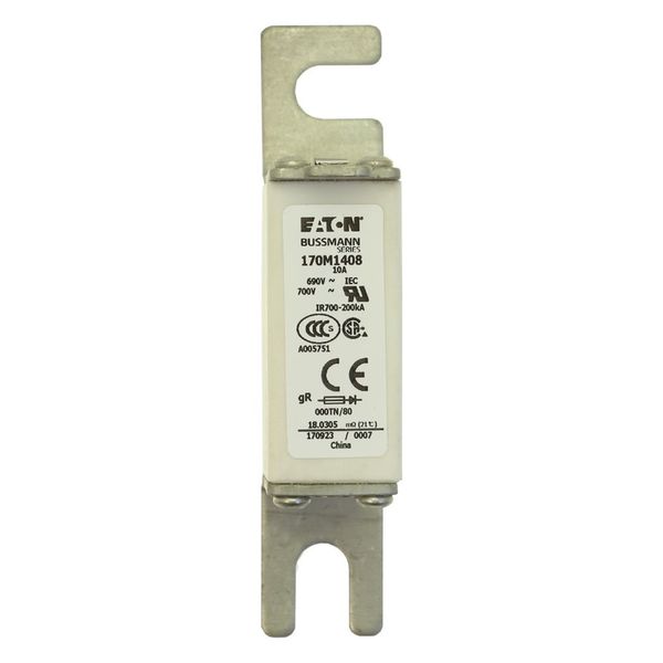 Fuse-link, high speed, 10 A, AC 690 V, DIN 000, 21 x 40 x 100 mm, gR, DIN, IEC, type T indicator image 16