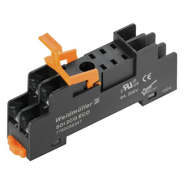 Relay socket, flat design, IP10, 2 CO contact , 8 A, Screw connection image 1