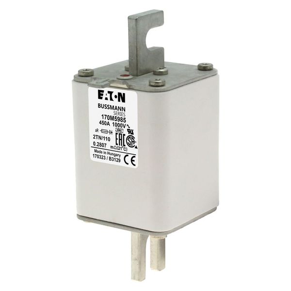 Fuse-link, high speed, 450 A, AC 1000 V, DIN 2, 59 x 75 x 138 mm, aR, DIN, IEC, single indicator image 5