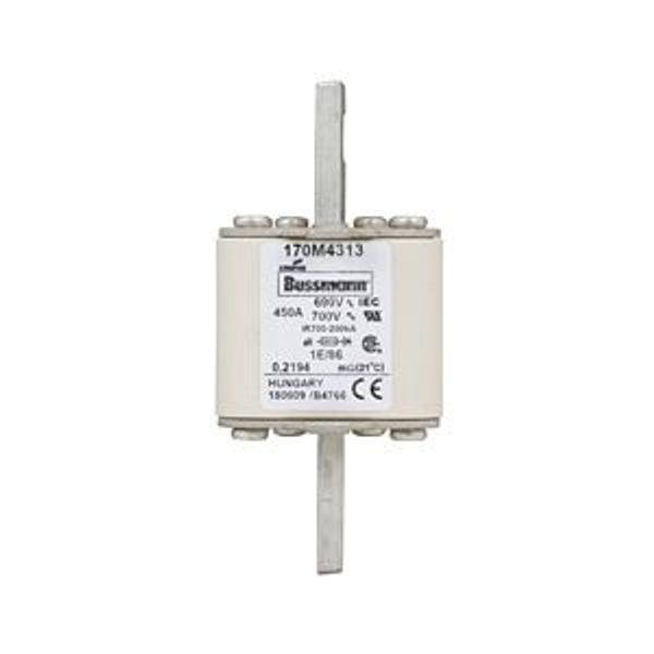 Fuse-link, high speed, 450 A, AC 690 V, size 1, 53 x 69 x 111 mm, aR, IEC, single indicator image 4