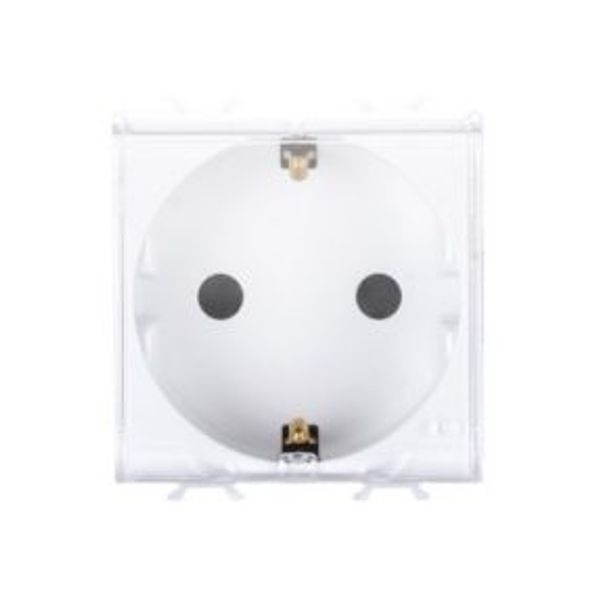 GERMAN STANDARD SOCKET-OUTLET 250V ac - 2P+E 16A - 2 MODULES - WITH COVER - SATIN WHITE - CHORUSMART image 1