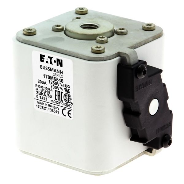 Fuse-link, high speed, 800 A, AC 1250 V, size 3, 76 x 92 x 83 mm, aR, IEC, UL, single indicator image 3