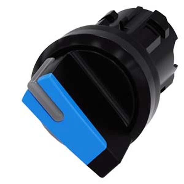 Selector switch, illuminable, 22 mm, round, plastic, blue, selector switch, short, 3SU1002-2BF50-0AA0-Z Y19 image 1