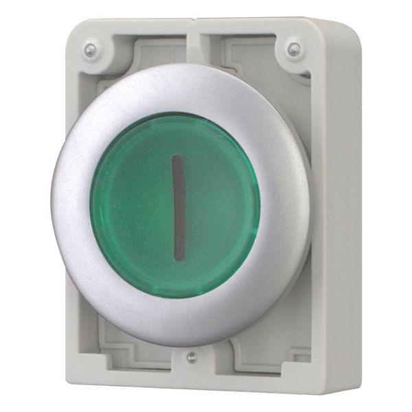 Illuminated pushbutton actuator, RMQ-Titan, Flat, maintained, green, inscribed, Metal bezel image 5