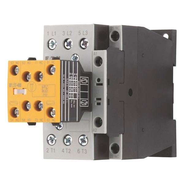 Safety contactor, 380 V 400 V: 7.5 kW, 2 N/O, 3 NC, RDC 24: 24 - 27 V DC, DC operation, Screw terminals, With mirror contact (not for microswitches). image 5