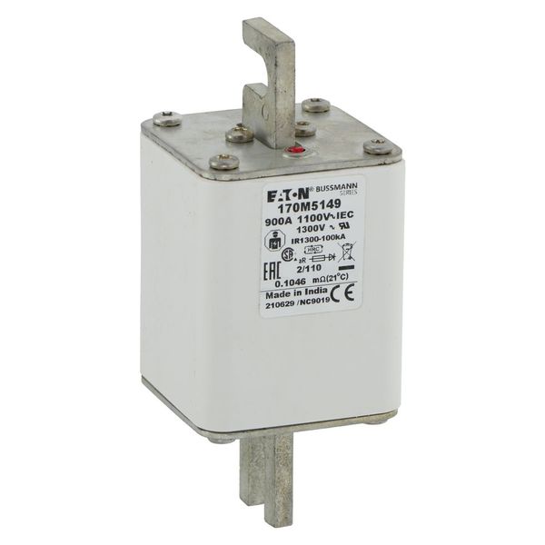 Fuse-link, high speed, 900 A, AC 1100 V, size 2, 61 x 75 x 138 mm, aR, DIN, IEC, single indicator image 19