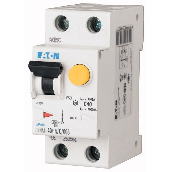 RCD/MCB combination, 40 A, 30 mA, MCB trip characteristic: C, 1p+N, RCD trip characteristic: A image 1