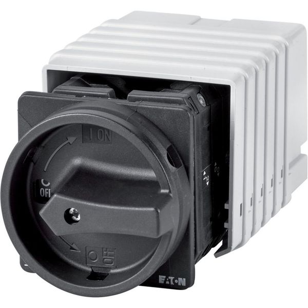 Main switch, T5B, 63 A, flush mounting, 6 contact unit(s), 9-pole, 2 N/O, 1 N/C, STOP function, With black rotary handle and locking ring image 3