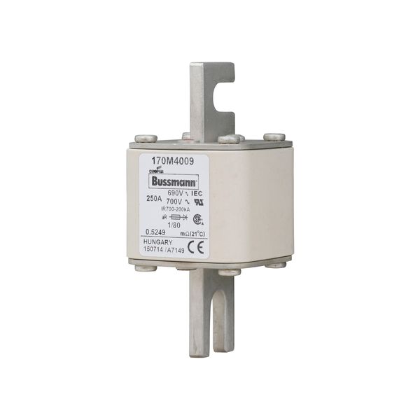 Fuse-link, high speed, 250 A, AC 690 V, DIN 1, 53 x 53 x 108 mm, aR, DIN, IEC, single indicator image 5