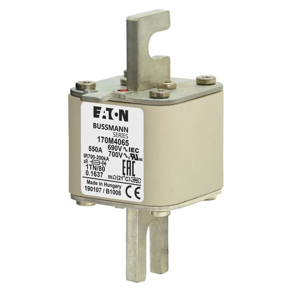 Fuse-link, high speed, 550 A, AC 690 V, DIN 1, 53 x 66 x 108 mm, aR, DIN, IEC, single indicator image 5