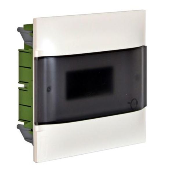 Recessed box 1x6 modules without terminal block - smoked door - masonry wall image 1