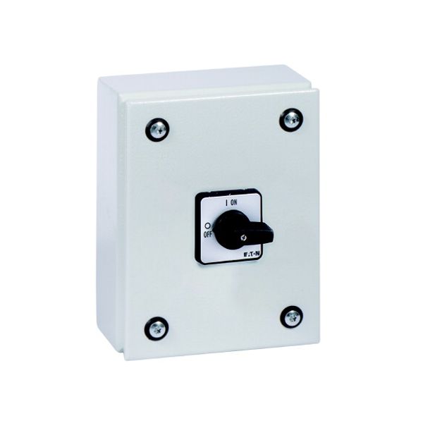 On-Off switch, P3, 63 A, 3 pole, surface mounting, with black thumb grip and front plate, in steel enclosure image 4