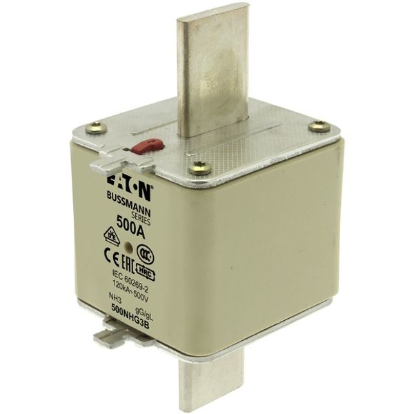 Fuse-link, LV, 450 A, AC 500 V, NH3, gL/gG, IEC, dual indicator, live gripping lugs image 2