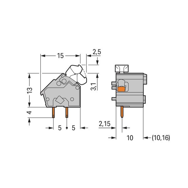 Stackable PCB terminal block push-button 2.5 mm² light gray image 3