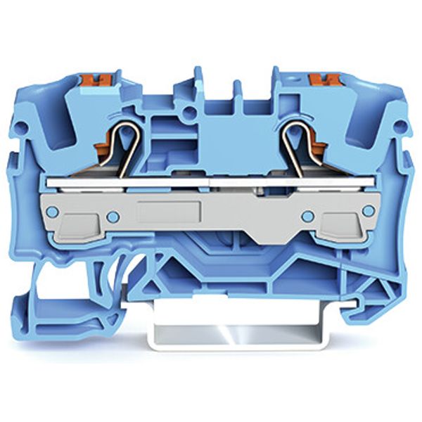 2-conductor through terminal block with push-button 6 mm² blue image 2