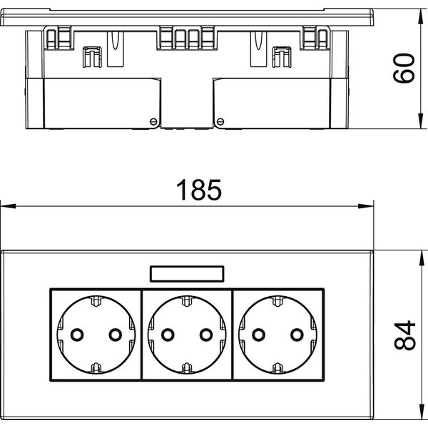 SDE-RW D0RW3B Socket unit for triple Modul 45 84x185x59mm image 2