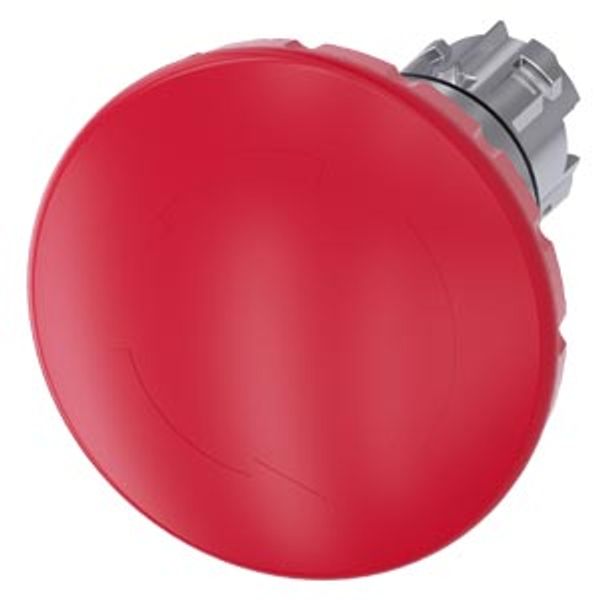 3SU1050-1JB20-0AA0-Z Y19 EMERGENCY STOP mushroom pushbutton, 22 mm, round, metal, shiny, red, 60 mm, positive latching, acc. to EN ISO 13850, rotate-to-unlatch, with laser labeling, image 1